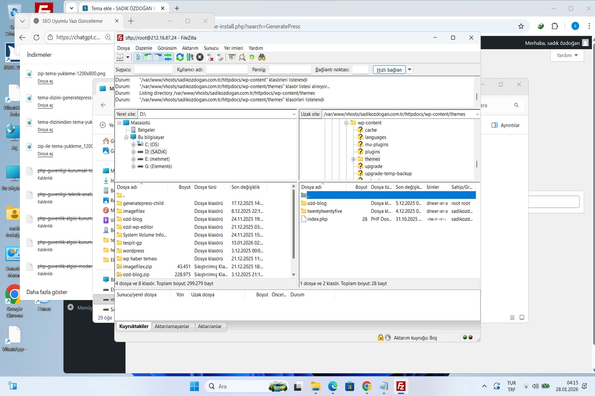 FTP ile WordPress tema yükleme
