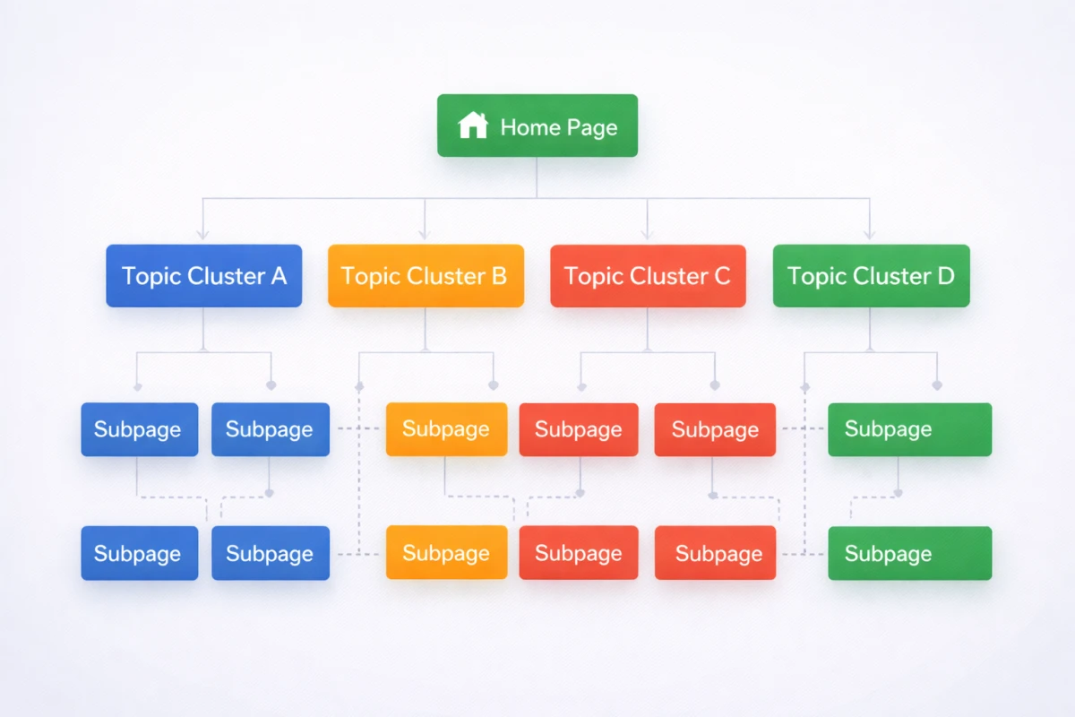 SEO uyumlu site yapısı ve başlık hiyerarşisi diyagramı