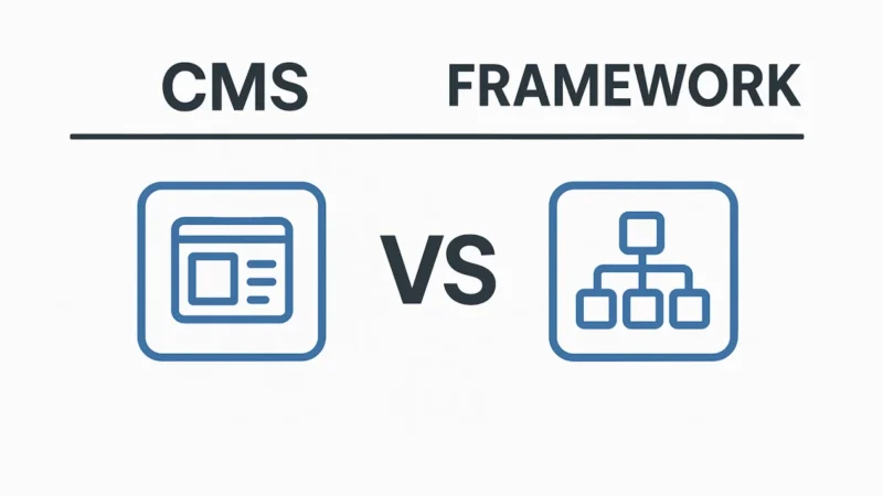 WordPress CMS ve framework kavramlarının karşılaştırmasını gösteren kavramsal diyagram