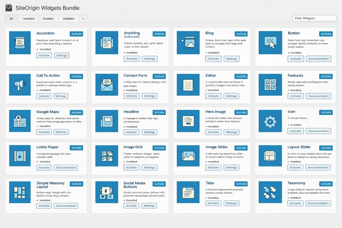 WordPress SiteOrigin Widgets Bundle  eklentisi