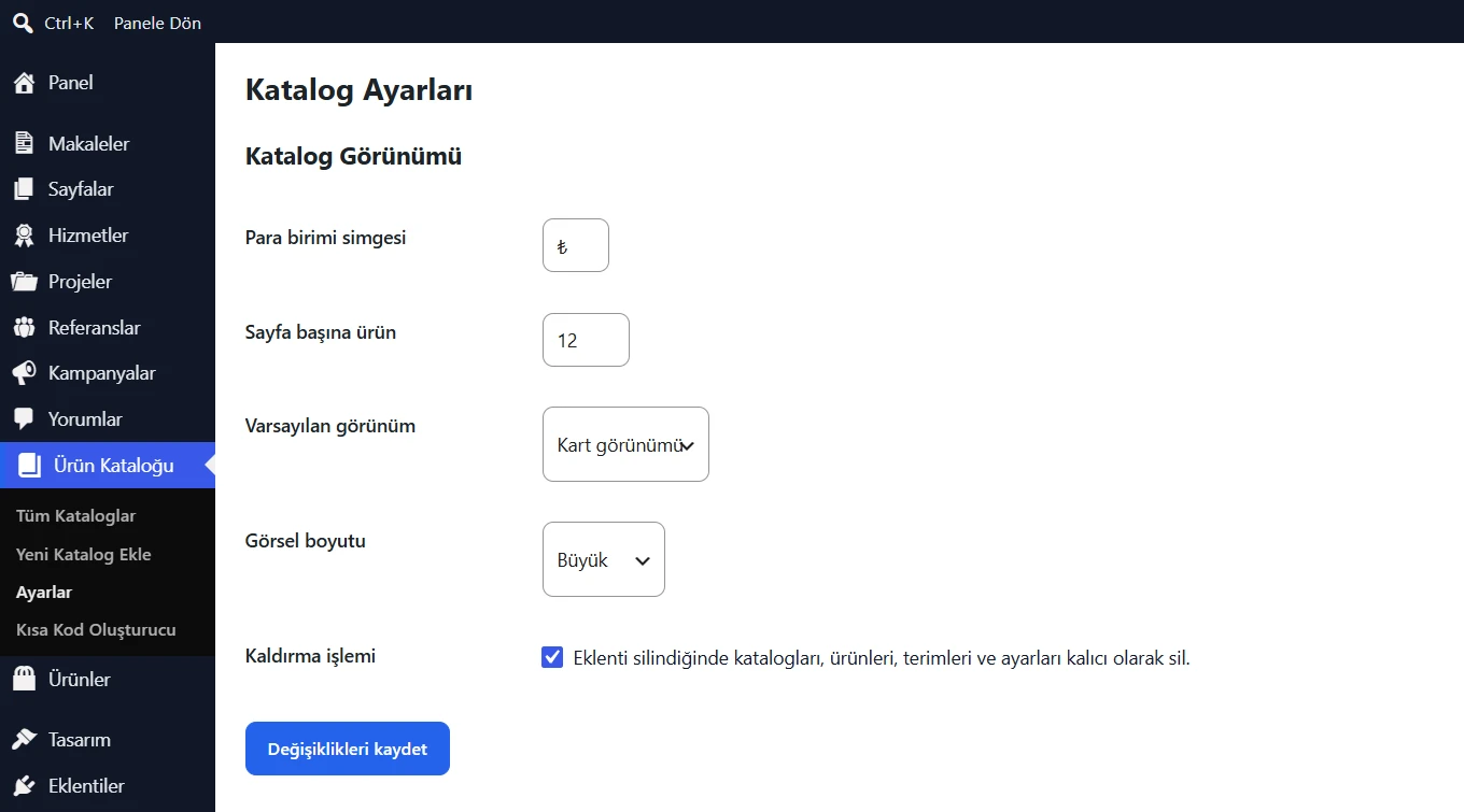 OZD Katalog ayarları