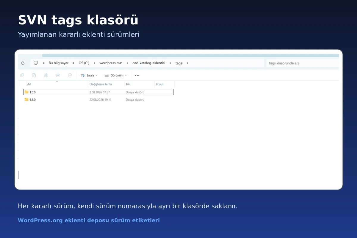 WordPress.org SVN tags klasöründeki eklenti sürümleri
